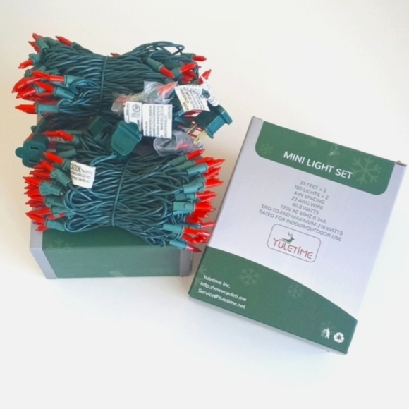 2 Sets of Orange Incandescent String Mini Light Sets Indoor / Outdoor 400 Lights - Picture 3 of 16